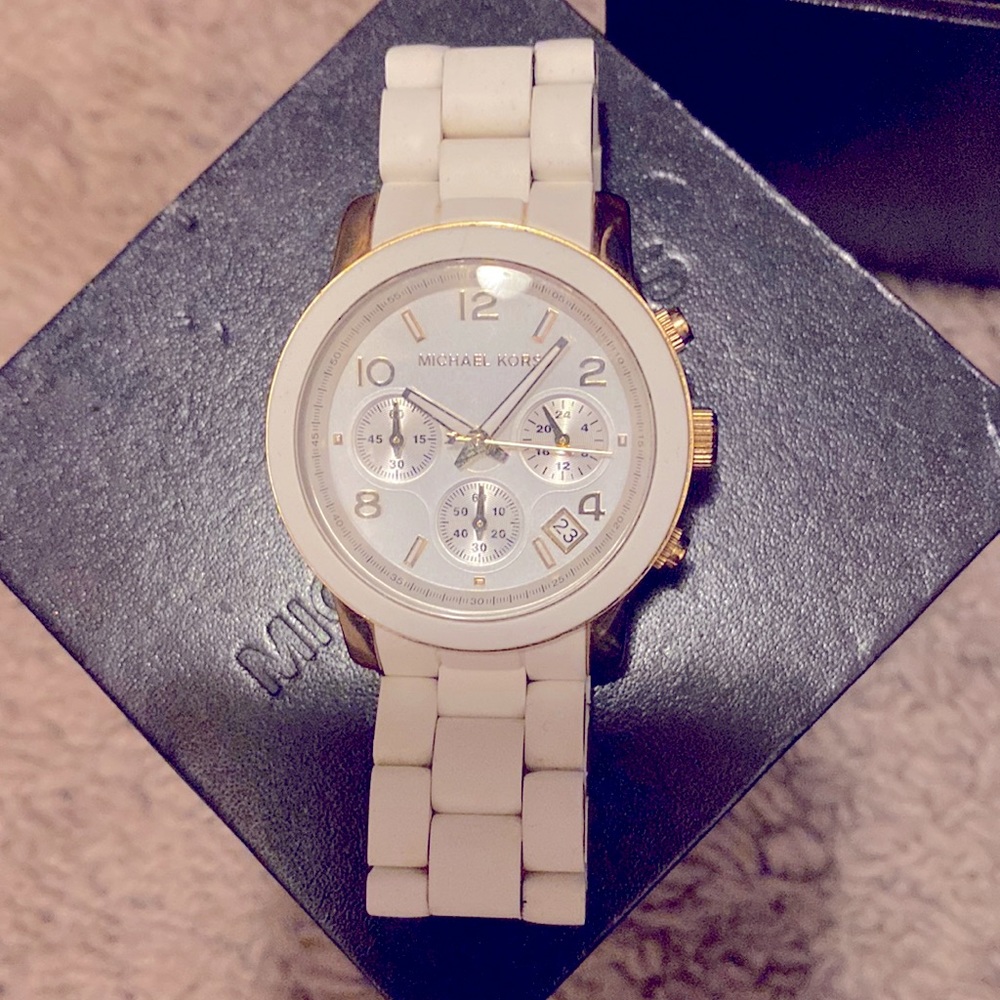 Michael Kors white and gold watch